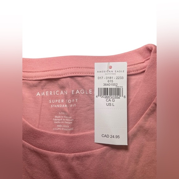 America Eagle New Pink Logo Graphic Cotton Short Sleeve Tee Shirt Size Large - Picture 7 of 7